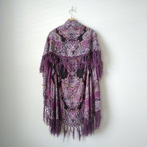 Purple Paisley Fringe Shawl Wrap